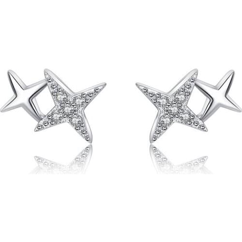Simple Double Cross Star Mini Earrings Star Earring Nail For Women Jewelry