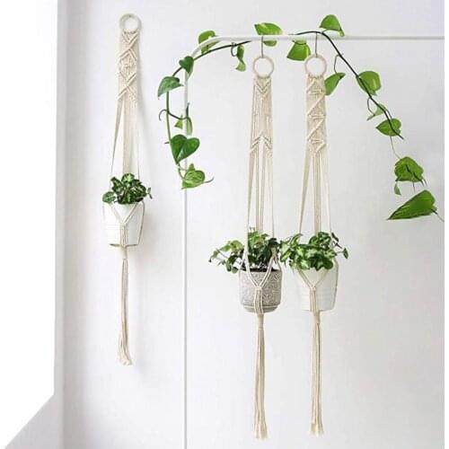 Handmade Knotted Macrame Plant Hanger Flower /pot Hanger for Wall Decoration Countyard Garden