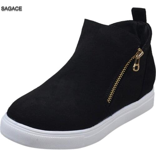 SAGACE Womens Flat Casual Zipper Single Shoes Plus Size Booties Students Running Shoes Lightweight Sneakers Running Shoes