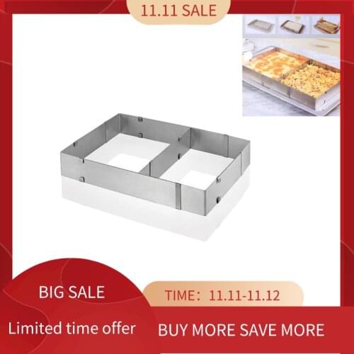 Silver Stainless Steel Adjustable Rectangular Cake models Non-stick Baking Cake Mold