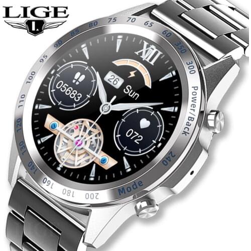 LIGE 2021 Men Smart Watch TWS Heart Rate Blood Pressure Sports Fitness Luxury Watch Music Playback Dial Call Smartwatch for Men