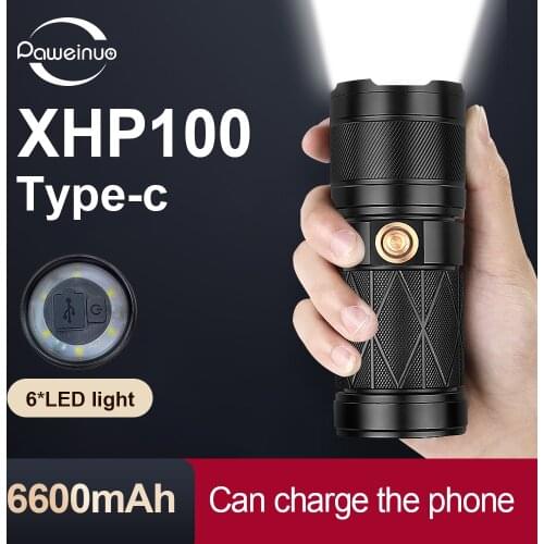 Paweinuo 80000LM xhp100 led flashlight torch powerful Rechargeable USB tactical flashlight xhp90 flashlights xhp70 xhp50 lamp