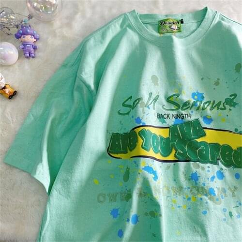 American Street Personality Cotton Half-sleeved Loose Trend Short-sleeved T-shirt For Men And Women 2021 New Womens Plus Size