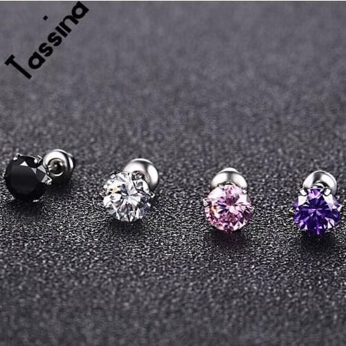 Tassina 2017 New Simple Stud Earrings Fashion Jewelry Round Zircon CZ For Men Women Valentines Day Best Gift JSF-E129