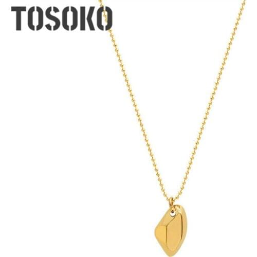 TOSOKO Stainless Steel Jewelry Ins Simple Irregular Geometric Pendant Necklace Womens Fashion Clavicle Chain BSP895