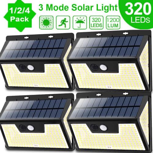 228/140 Outdoor LED Solar Light Human Body Motion Sensor Spotlights luces de patio solares Waterproof Wall Lamp for Garden Decor