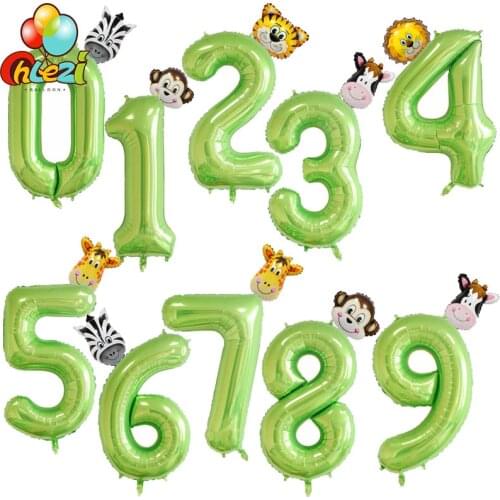 40 inch Fruit green Number foil Balloons animal Balloon Monkey giraffe zebra figure 1 2 3 year kid boy girl Birthday Party decor