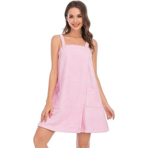 Aamikat Women Bath Wrap Towel for Shower with Pocket Adjustable Robe & Facial Headband S-XXL