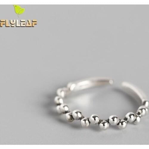 Flyleaf 925 Sterling Silver Rings For Women Irregular Beads Femme Fashion Fine Jewelry Simple Open Ring Vintage High Quality