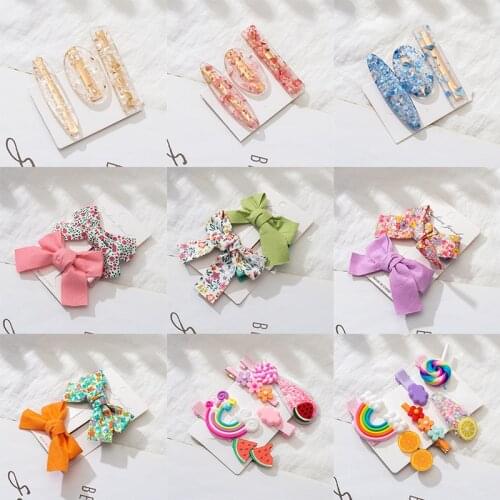 1 Set Children Cute Cartoon Flower Fruit Rubber Bands Hairpins Girls Lovely Hair Clips Kids Hair Bands Fashion Hair Accessories