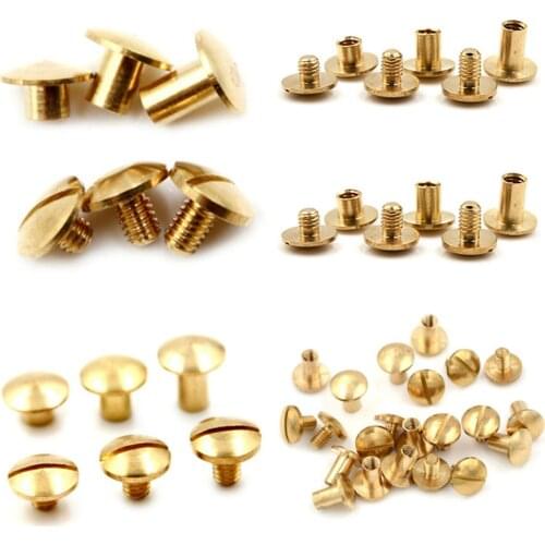 10pcs/Set Round Head Button Screw In Button Studs For Bag Belt Leathercraft Durable Leather Solid Brass Belt Bag Rivet 4 6 8mm