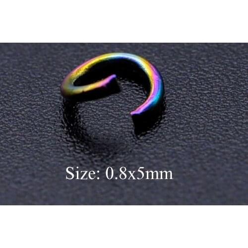 100pcs/lot 0.8*5mm Rainbow Filled Jump Ring 100% Real Stainless Steel Jump Rings Wholesale Finding Jewelry Supplies