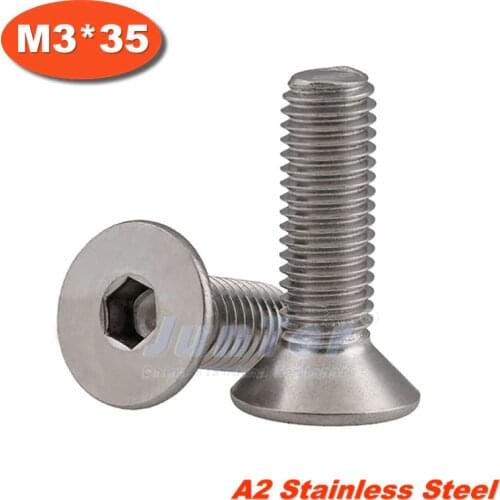 100pcs/lot DIN7991 M3*35 Stainless Steel A2 Flat Socket Head Cap Screw