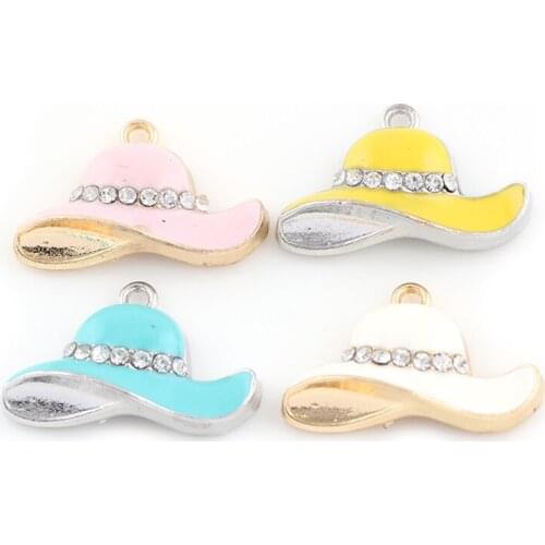 20Pcs Candy Color Women Hat Charm Pendant DIY Necklace Bracelet Jewelry Making Crafts