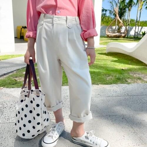 2021 Spring Teen Girls High Waist Casual Pants New Fashion Children Korean Style Solid Trousers Fashion, #9413