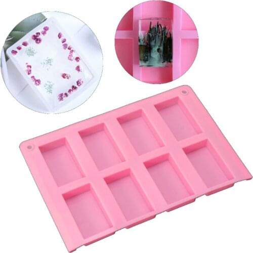 8 Cavities Rectangle Cuboid Silicone Mold Soap Dried Flower Resin Mold DIY Tools