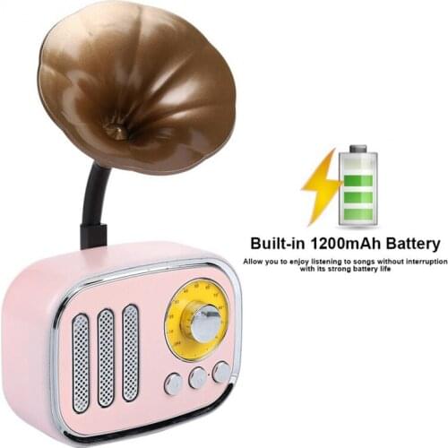 Retro Speaker Trumpet Style Bluetooth Speaker Wireless Stereo Subwoofer Music Box Wooden Speakers With Mic FM Radio TF USB