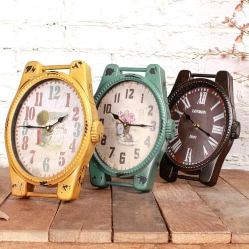 Nordic Retro Crafts Table Clock Home Decoration Clothing Store Counter Desktop Clock Table Watch Metal Quartz Desk Clocks Gift