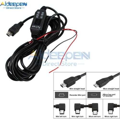 DC-DC 12V to 5V Inverter Converter Micro Mini USB Wired Car Power Charger For GPS Tablet Phone PDA DVR Recorder Camera 1M 3M