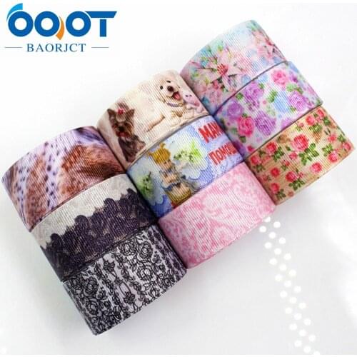OOOT BAORJCT 175022 , 1'' 25MM cartoon Printed grosgrain ribbon, DIY handmade Hair accessories Material wedding gift wrap