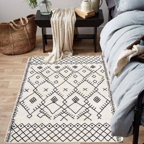Nordic Geometric Rectangle Soft Carpet Bedroom Living Room Decoration Floor Carpet Bathroom Kitchen Fluffy Faux Fur Rug