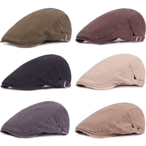 Men Classic Plain Golf Driving Beret Cabbie Hat Adjustable Newsboy Flat Ivy Cap HATCS0512