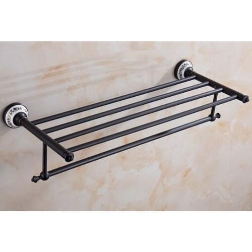 Wall Mounted Black Oil Rubbed Antique Brass Bathroom Large Towel Rail Towel Bar Holder Shelf Bathroom Accessory mba063
