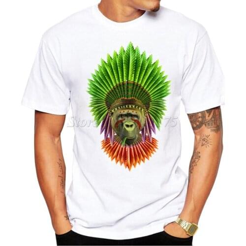 2019 New Fashion Funny native gorillas Printed Mens High Quality T Shirt Cool Tops Hipster Style Casual T-shirt