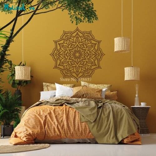 New Floral Mandala Flower Sticker Namaste Wall Art Religious belief Living Room Headboard Meditation Decor Yoga Gift BA741