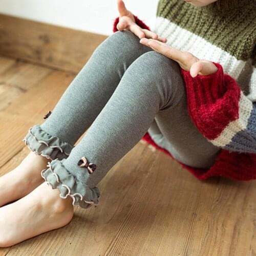 Autumn Baby Girls ruffle pants Cotton Leggings Elastic Waist Bowknot Design Toddler Bottoms girls winter leggings 1-8Y