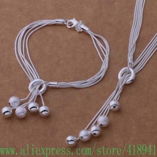 Silver Plated Jewelry Sets Bracelet 011 + Necklace 494 /egmamxta bhoajyva AS270