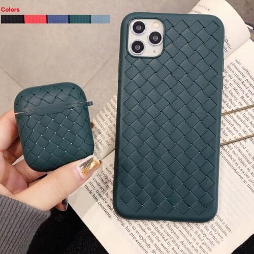 Weave Pattern Radiating Simple Phone Case for iPhone XS 11 Pro Max XR X 8 7 6 6S Plus Soft TPU Earphone Cover for Airpods 1 2