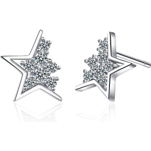 Simple Korean Star Stud Earrings for Women Fashion Jewelry 925 Sterling Silver Cubic Zircon Earring Party Birthday Gifts