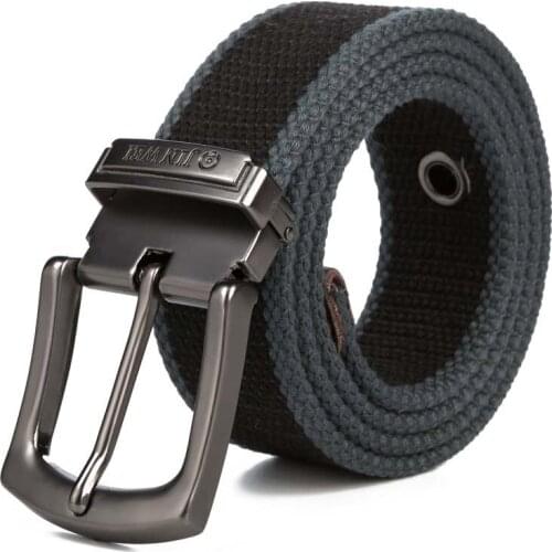 140CM Weave Canvas Belt Pin Metal Buckle Waist Band Adjustable Length Multiple Color Blue Coffee Black Army Green Wild Men Belts