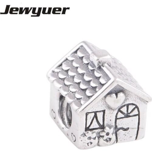 Memnon Silver Sweet Home Charms 925 Sterling Silver jewelry House beads Fit charm Bracelet Bangles DIY Accessories BE156