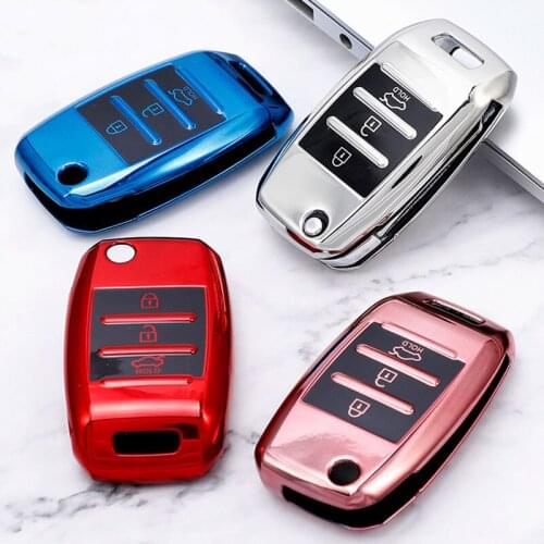 For Kia Rio QL Sportage Ceed Cerato Sorento K2 K3 K4 K5 TPU Car Folding Key Case Cover Bag Holder Keychain Key Protector