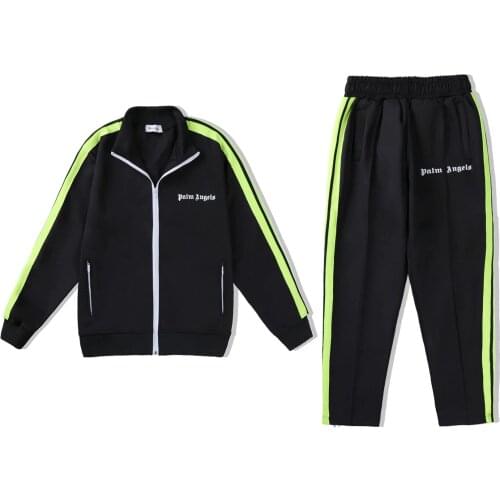 Palm Angels 21SS Logo letters Men Women Fashion Style Lovers Long sleeve pants boyfriend gift Sport Jacket Sportswear Set Black