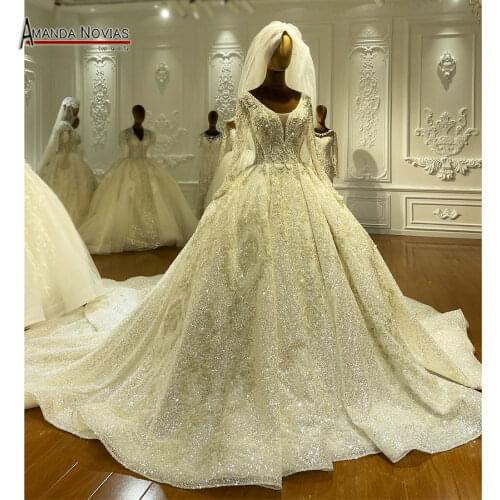 Sparkling beading bridal dress dubai style