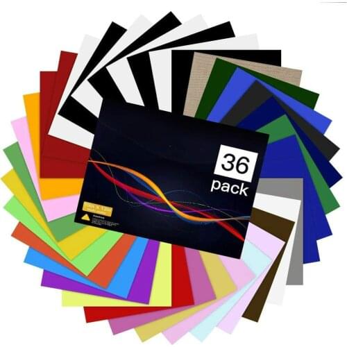 36 Packs 12' X 10' Iron On Vinyl Htv Heat Transfer Vinyl Bundle For T-shirt, 30 Assorted Colors With Pvc Accessories Tweezers