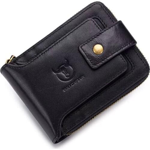 TopFight Genuine Leather Card Holder Men Wallet Money Bag Purse With Zipper Coin Pocket Card Holder Luxury Wallet