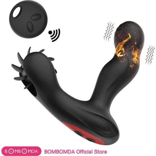 12 Modes Male Prostate Massage Vibrator Anal Plug Silicone Heating Prostata Stimulator Tongue Licking Adults Sex Toy For Couples