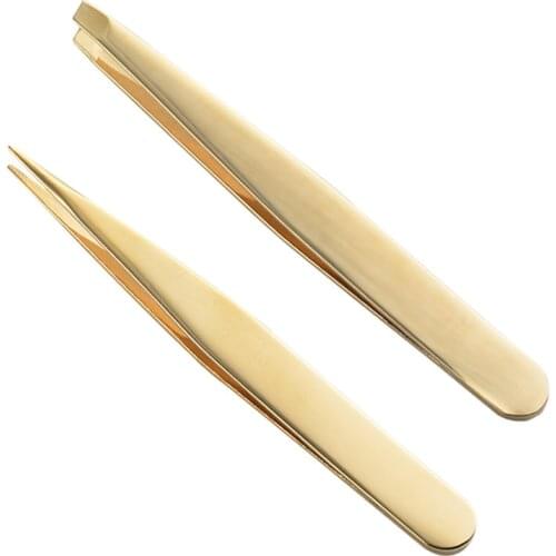 1pcs stainless steel gilt mirror eyebrow clip eyebrow tweezers paste false eyelashes double eyelid beauty tool