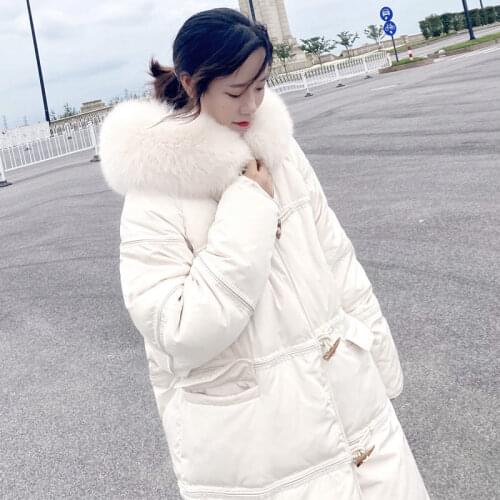 Big Natural Fox Fur Collar Hooded Long Parkas Snow Winter Jacket Women 2020 New 90% White Duck Down Jacket Thick Warm Down Coat