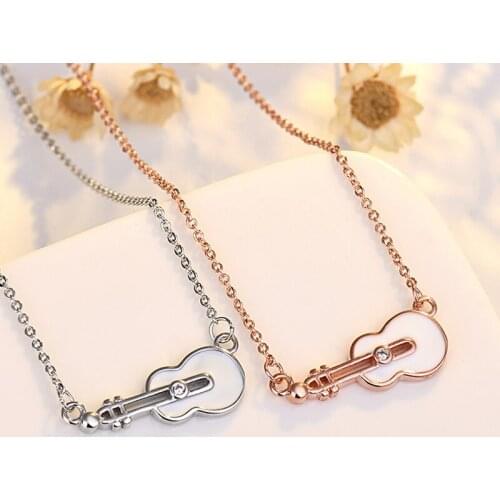 Womens Fashion Cute Creative Tiny Violin Pendant Necklaces Simple Style Female Party Necklace Accessories Friendship Best Gifts