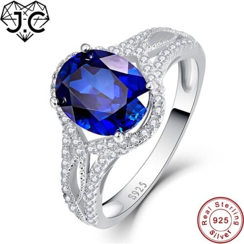 J.C New Arrival Ruby Spinel Sapphire White Topaz Real 925 Sterling Silver Ring Size 6 7 8 9 For Women Delicate Fine Jewelry Gift