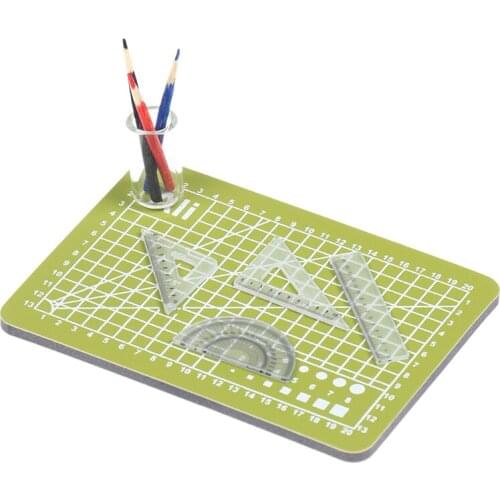 1:12 Dollhouse Miniature Cute Creative Cutting Mat Ruler Pencil Pen Holder Set Doll Home Decoration Kids Toys Gift