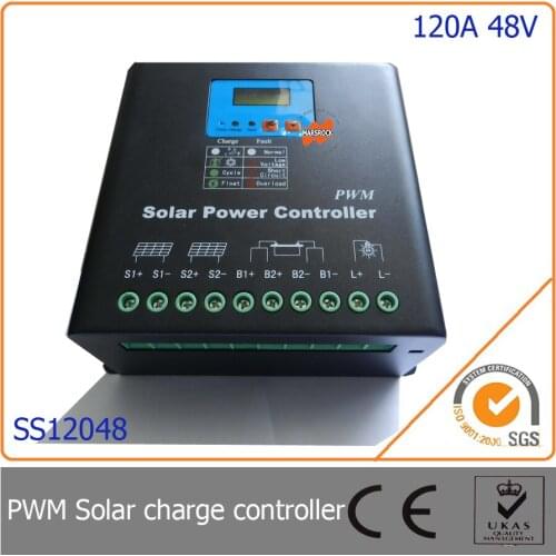 120A 36V/48V PWM Solar Charge Controller with LED&LCD Display, Auto-Identification Voltage,MCU design with excellent performance