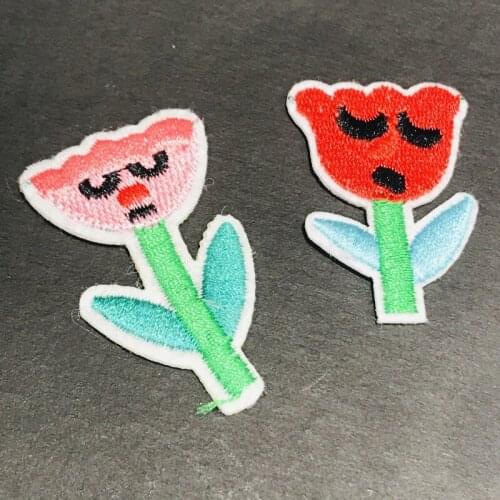 2Pcs/set Cute Flowers Embroidery Patches For Women Kids Clothing DIY Iron On Patches On Clothes Custom Patch Sticker