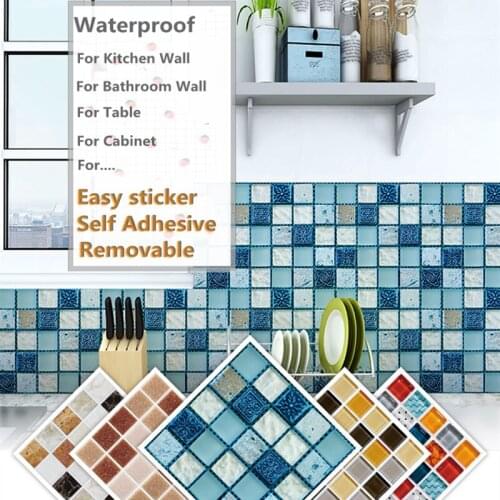 20 Pieces Household DIY Waterproof Bathroom Decoration Wall Stickers Mosaic Tile Decals Kitchen Oilproof 3D Simulation Wallpaper