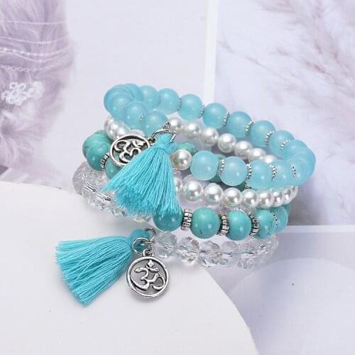 2020 Hot Sale Women Men Charms Bracelet Natural Stone Turquoise Multi-circle Winding For Girls Women Wedding Dainty Gift Daily